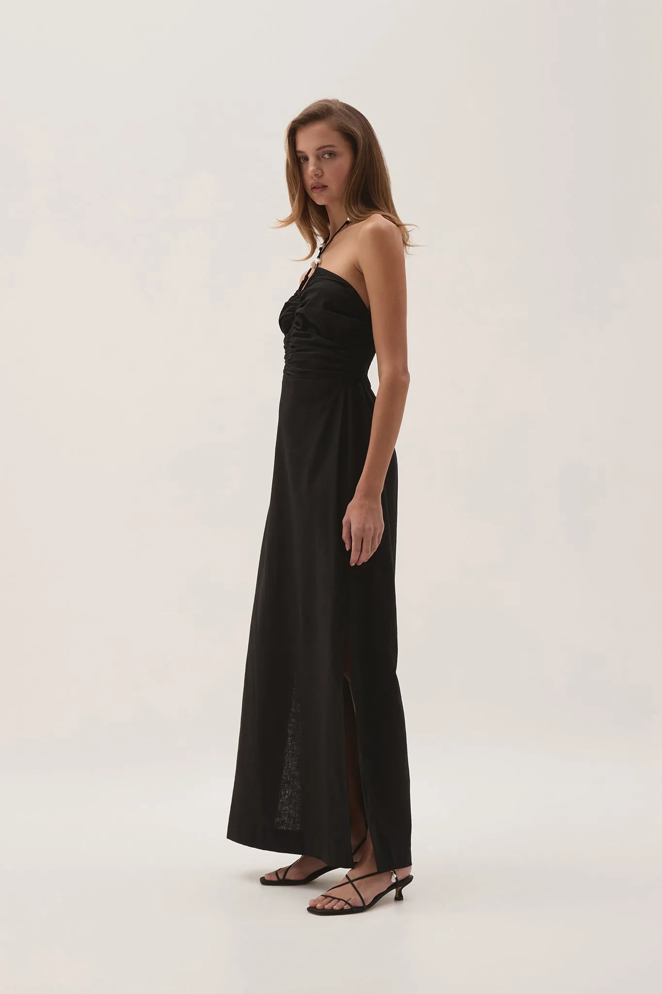 Akoya Ruched Midi Dress