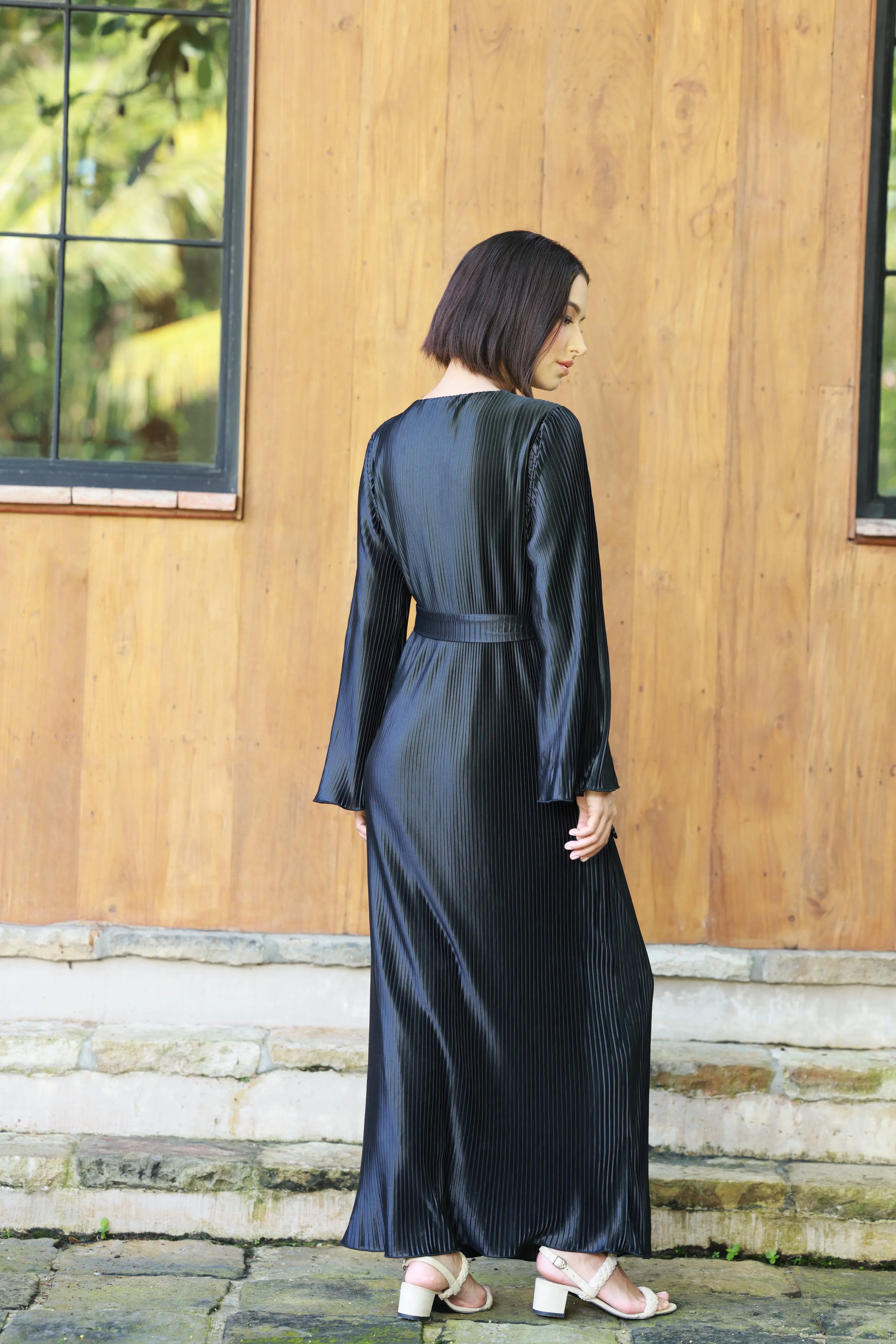 ALEEHA PLEATED DRESS - INK
