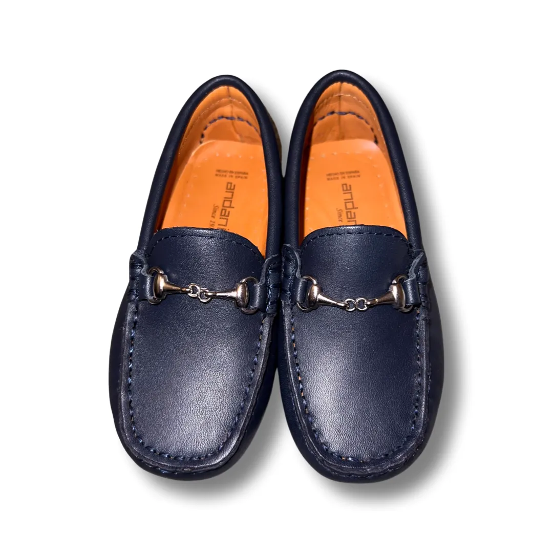 Andanines Boys Silver Bar Loafer Navy