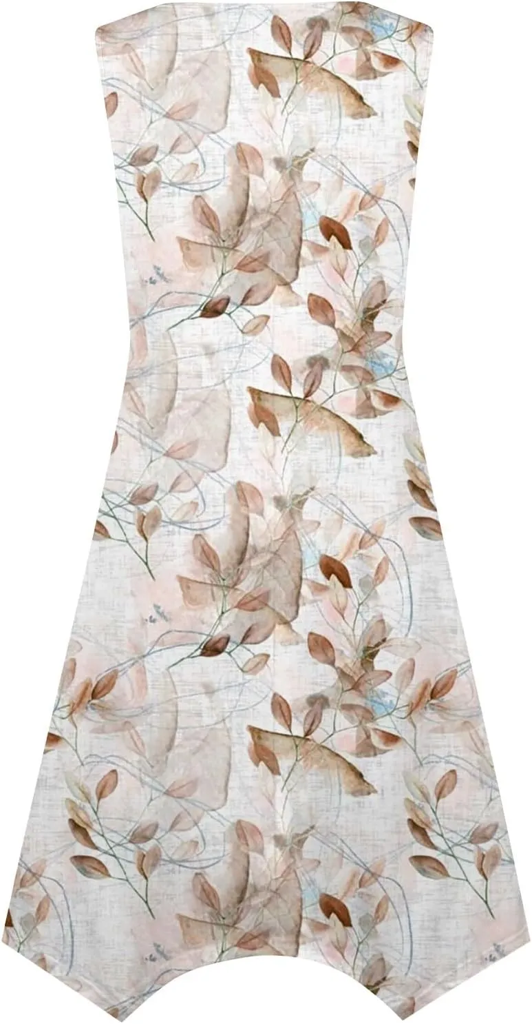 Azeralia Spring Long Dresses for Women 2024 V Neck Maxi Dress for Women Summer Sleeveless Boho Dlowy Sundress Long Sundresses