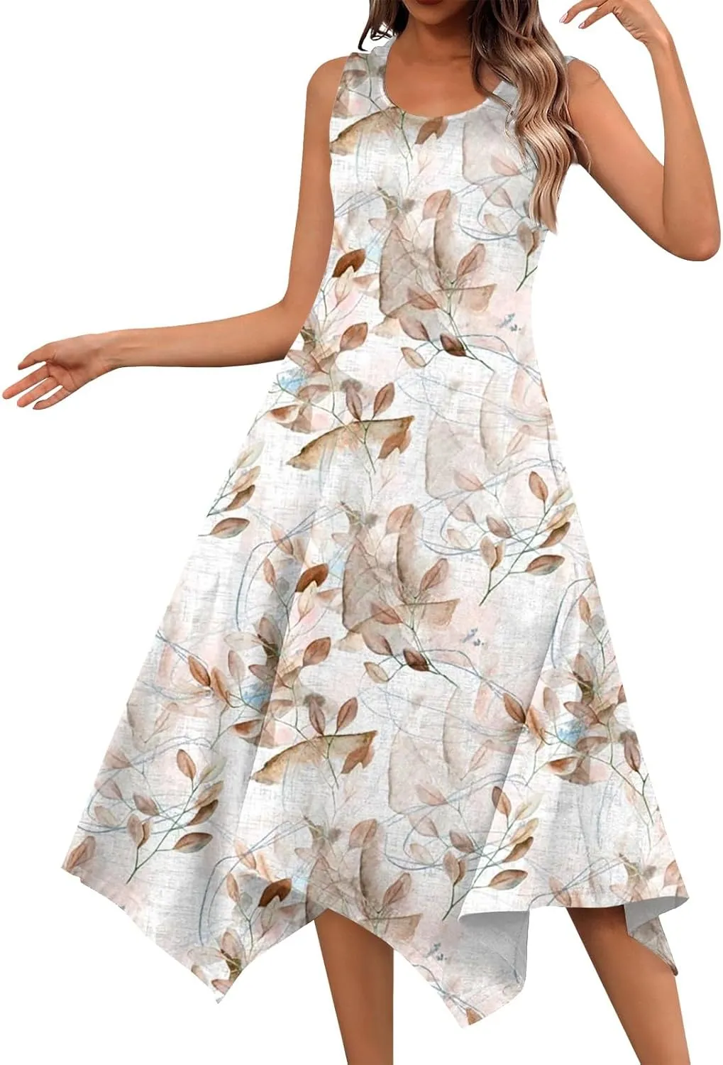 Azeralia Spring Long Dresses for Women 2024 V Neck Maxi Dress for Women Summer Sleeveless Boho Dlowy Sundress Long Sundresses