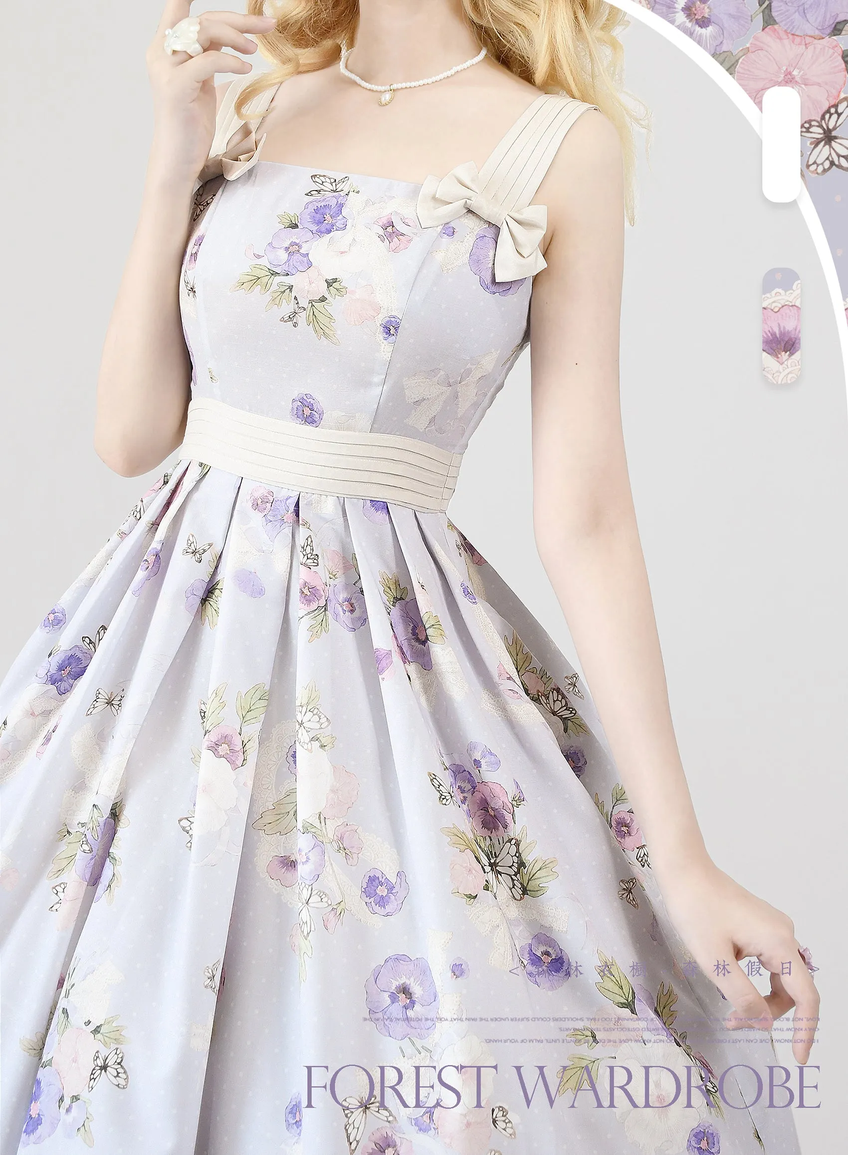 (BFM)Forest Wardrobe~Forest Holiday~Elegant Lolita Foral Print JSK Dress Multicolors