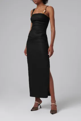 Black Antonia Beaded Midi Dress