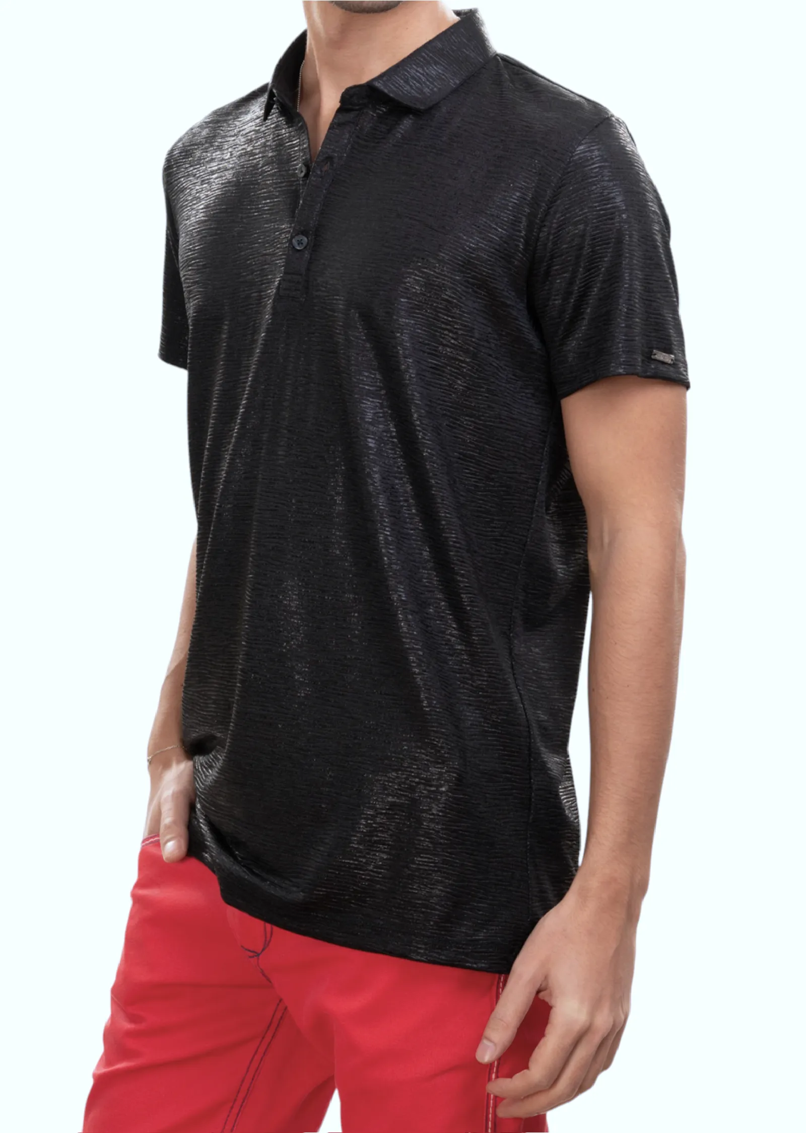 Black Metallic Tech Flame Polo