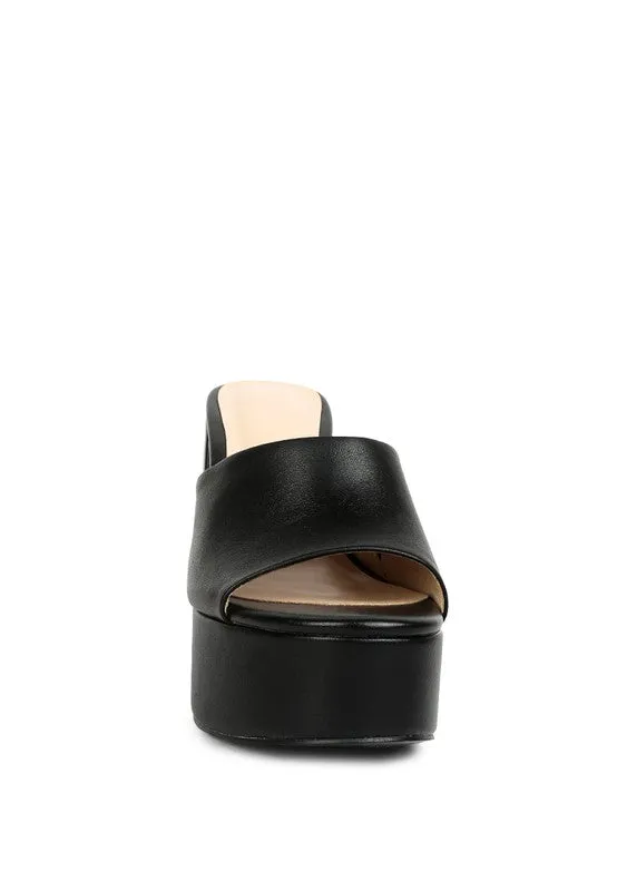 Black Shuri Open Toe High Block Heel Sandals