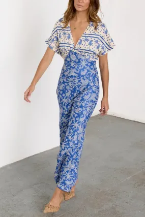 Blue Deep V Neck Dress