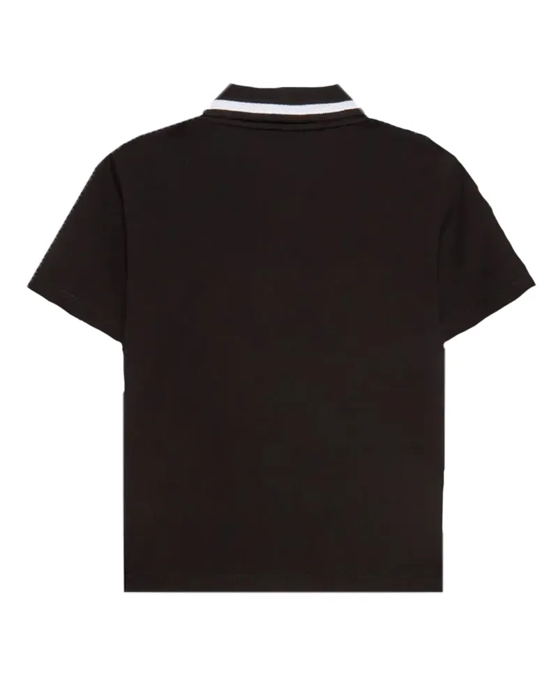 Boys Black Cotton Polo