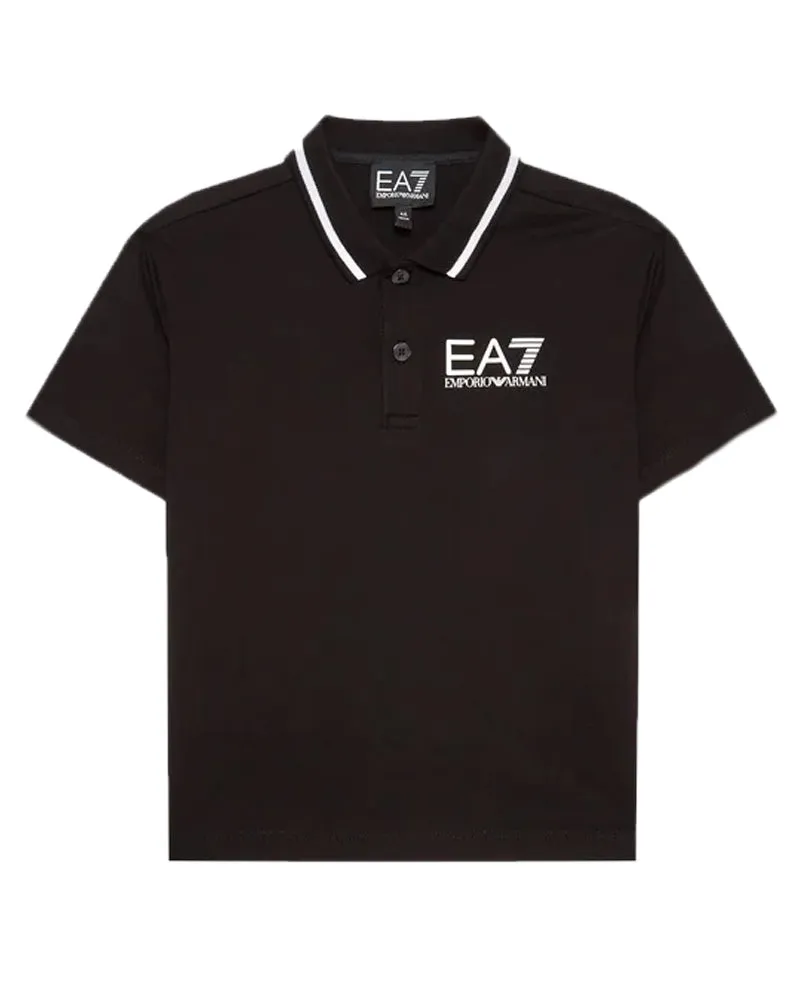Boys Black Cotton Polo