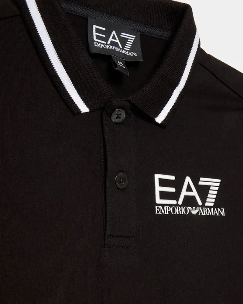 Boys Black Cotton Polo