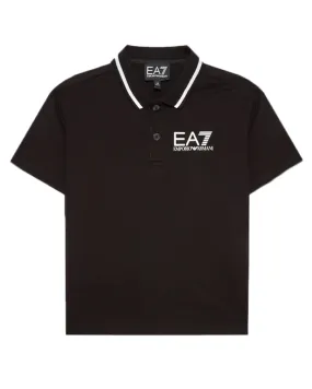 Boys Black Cotton Polo