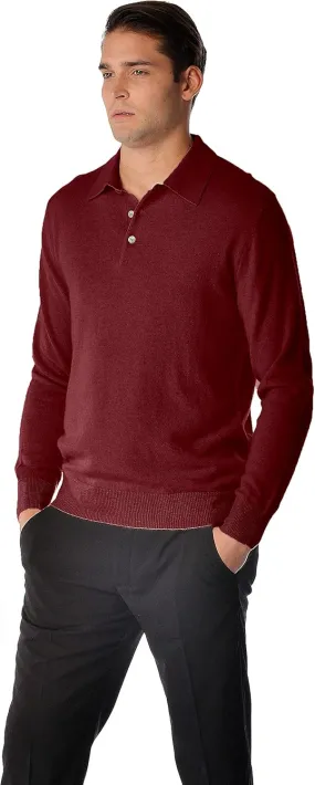 Cashmere Boutique 100% Pure Cashmere Polo Pullover Sweater for Men  Polo Neck, Long Sleeve, Lightweight, Soft & Warm Sweater