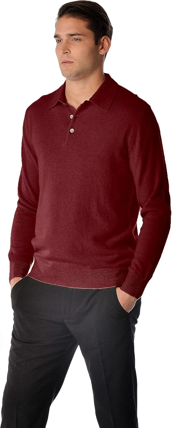 Cashmere Boutique 100% Pure Cashmere Polo Pullover Sweater for Men  Polo Neck, Long Sleeve, Lightweight, Soft & Warm Sweater