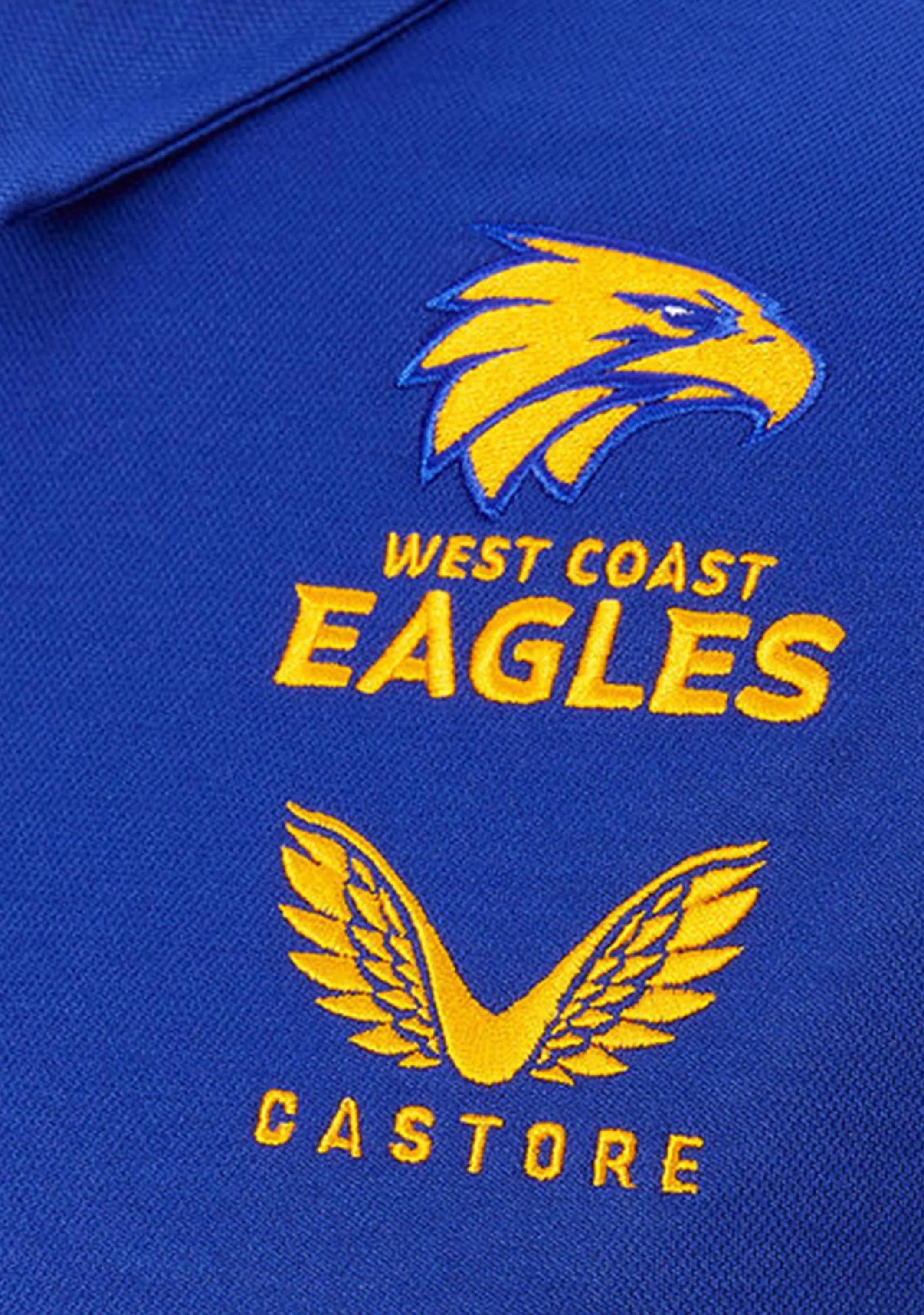 Castore Kids' West Coast Eagles Media Polo (2022) with FREE West Coast Eagles Soft Footy