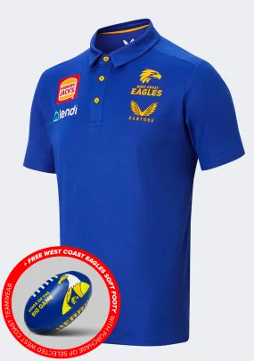 Castore Kids' West Coast Eagles Media Polo (2022) with FREE West Coast Eagles Soft Footy