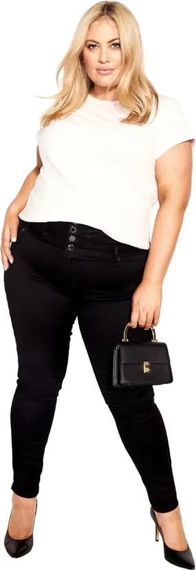 City Chic Women's Plus Size Harley Corset Skinny Regular Jean