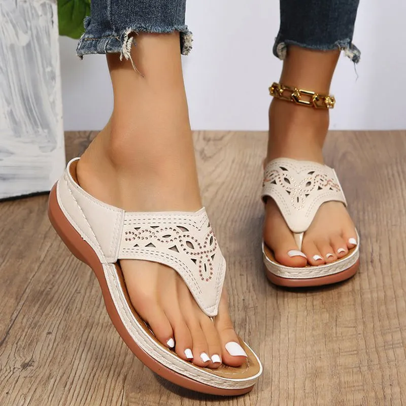 Clip Toe Wedge Sandals for Women – Summer Flip Flops Slippers, Stylish and Comfortable Beach Shoes.