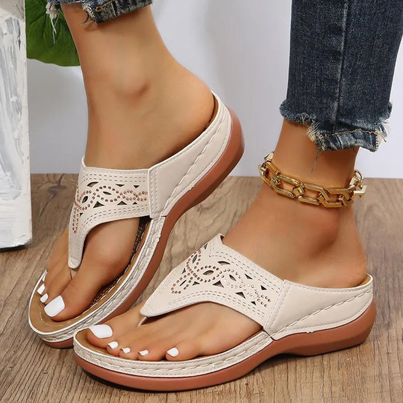 Clip Toe Wedge Sandals for Women – Summer Flip Flops Slippers, Stylish and Comfortable Beach Shoes.