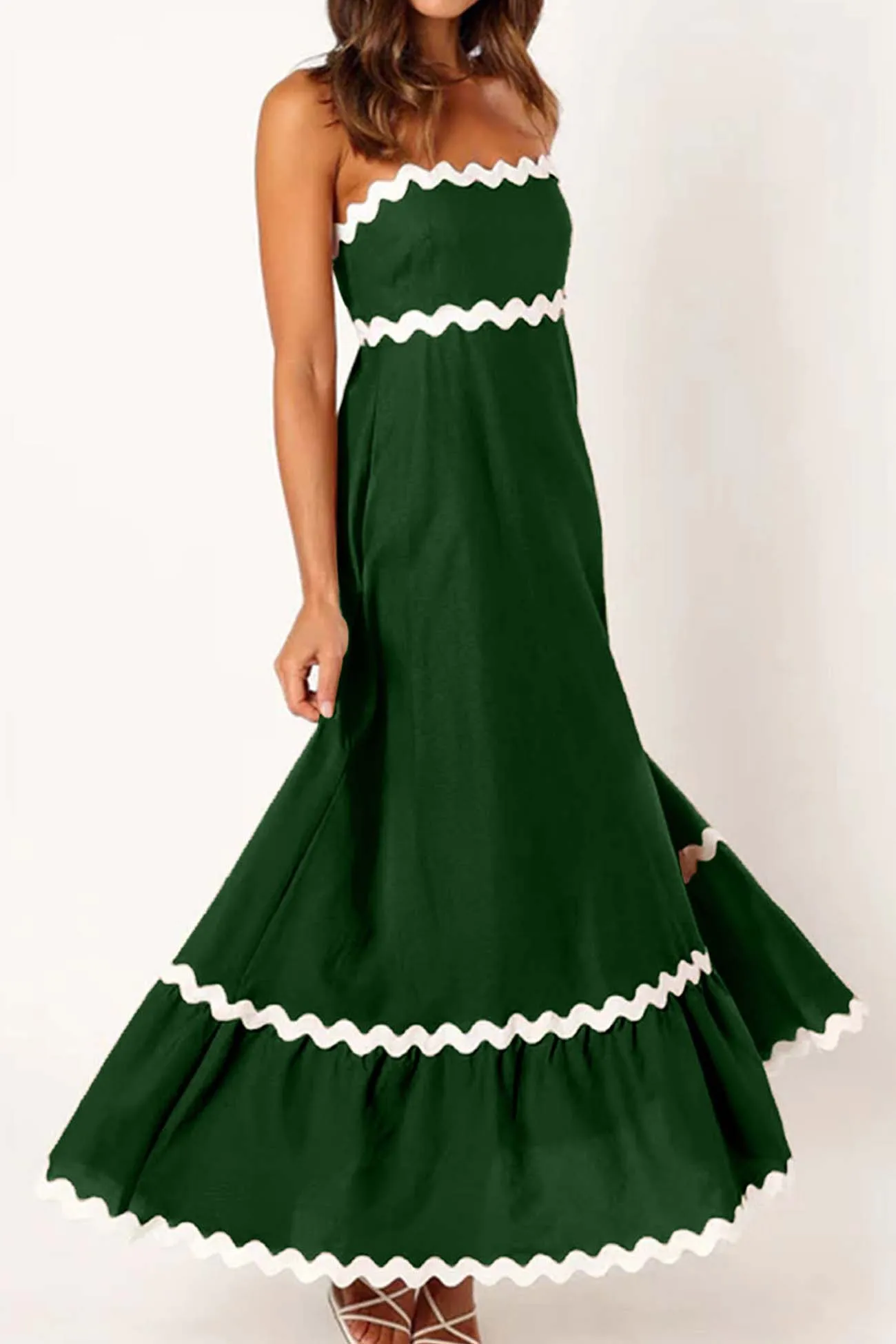 Contrast Spaghetti Strap Tiered Cami Dress