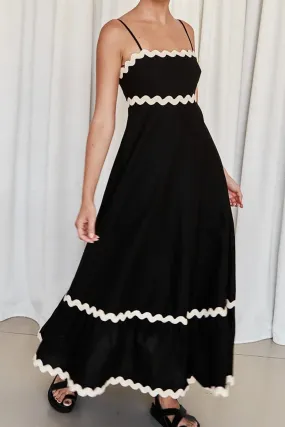 Contrast Spaghetti Strap Tiered Cami Dress