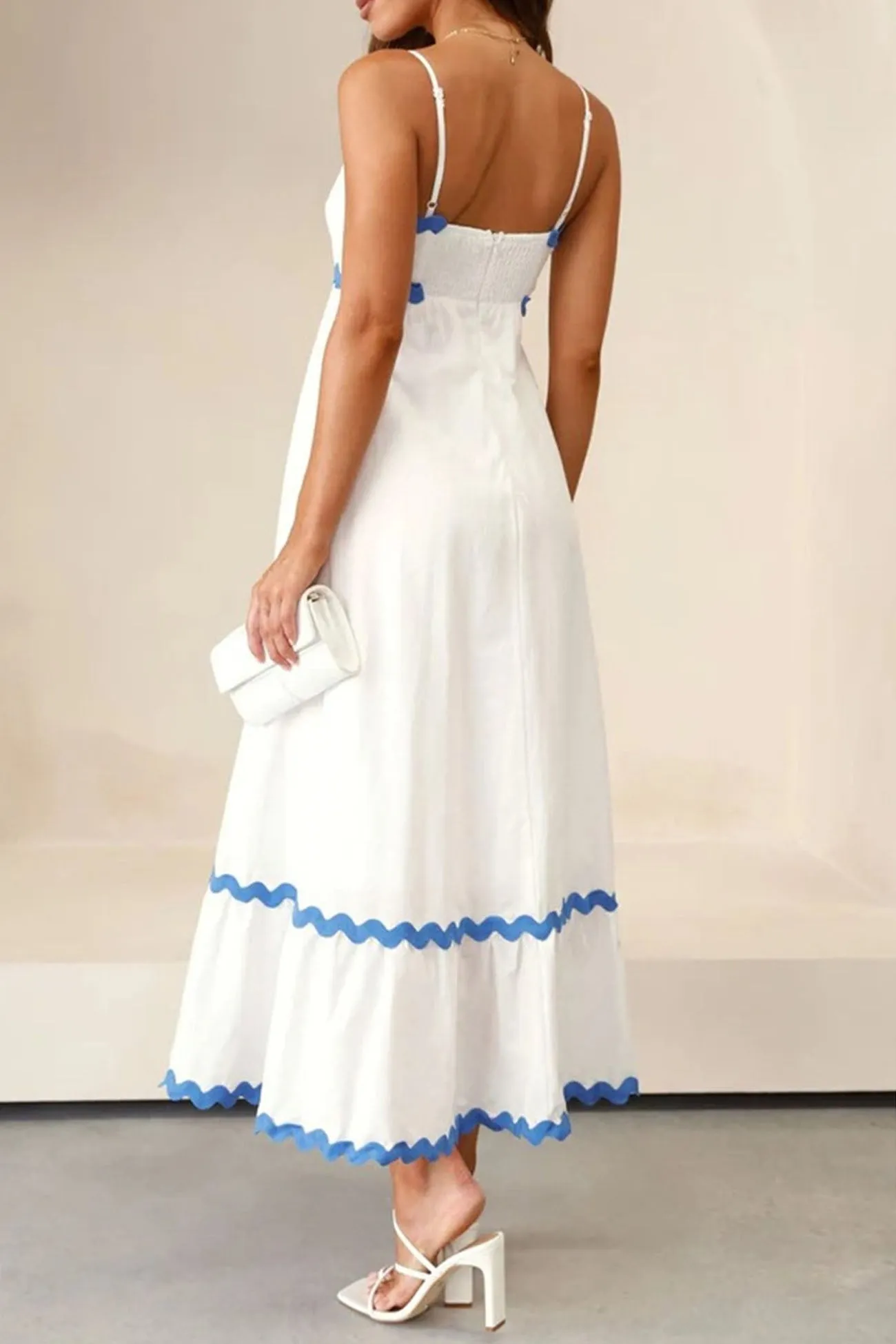 Contrast Spaghetti Strap Tiered Cami Dress