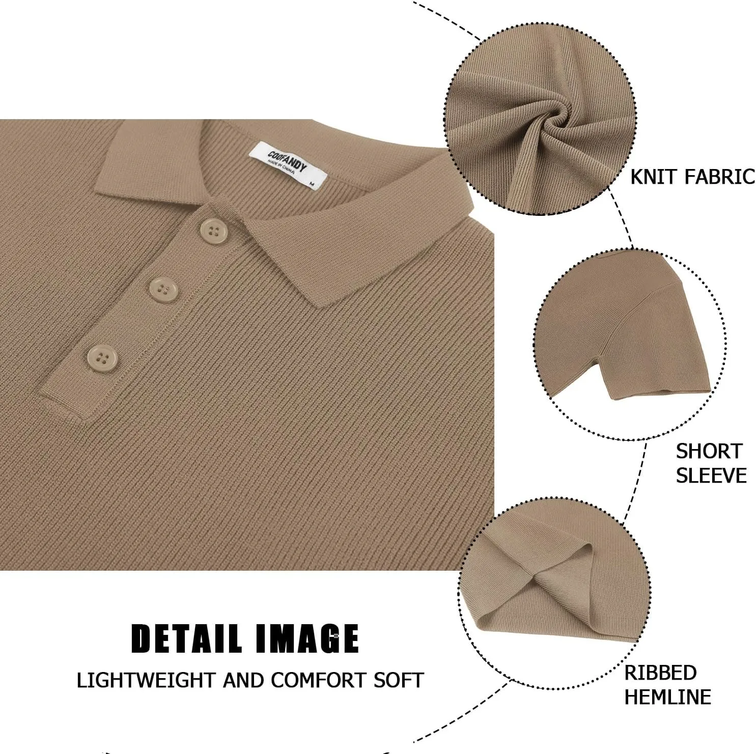 COOFANDY Mens Slim Fit Knit Polo Shirts Business Lightweight Polo Sweater Casual Summer Ribbed Textured Collared T Shirt