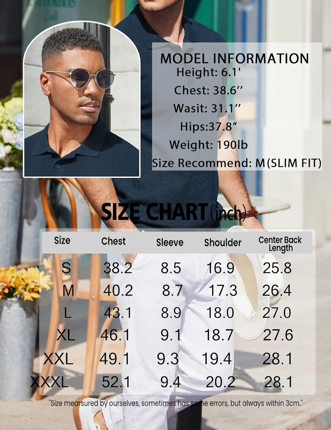COOFANDY Mens Slim Fit Knit Polo Shirts Business Lightweight Polo Sweater Casual Summer Ribbed Textured Collared T Shirt