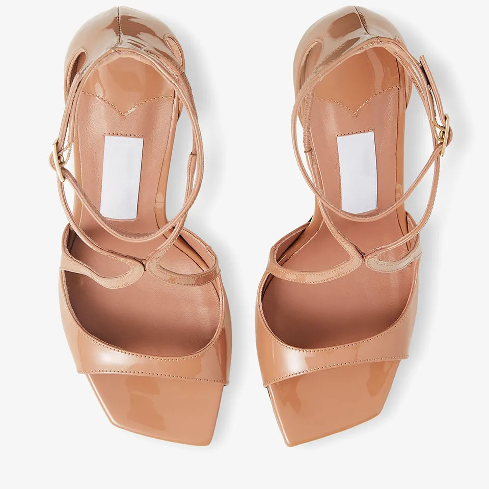 Cross Strap Pointed Toe Patent Leather Stiletto Sandals(Heel Height9.5cm)