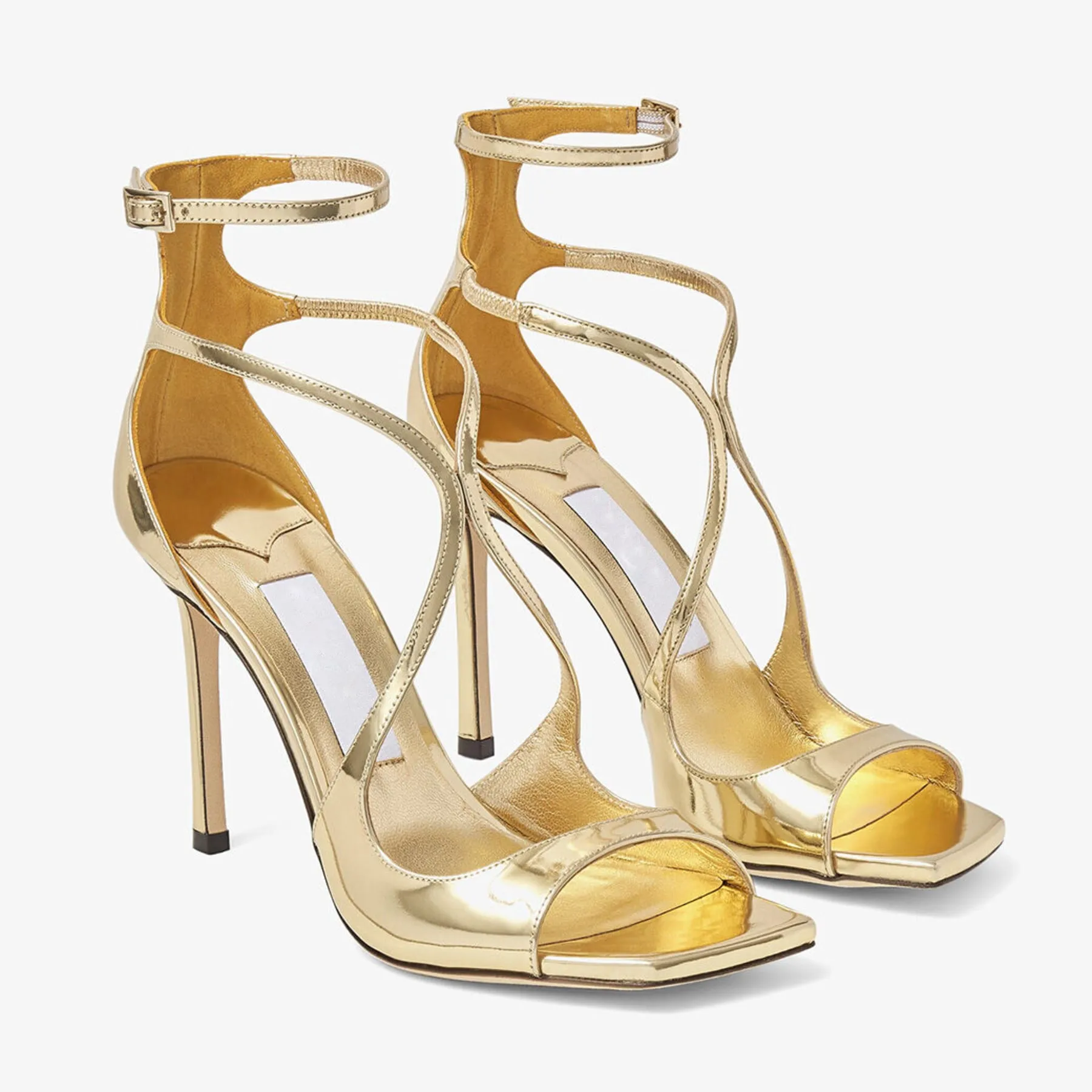 Cross Strap Pointed Toe Patent Leather Stiletto Sandals(Heel Height9.5cm)