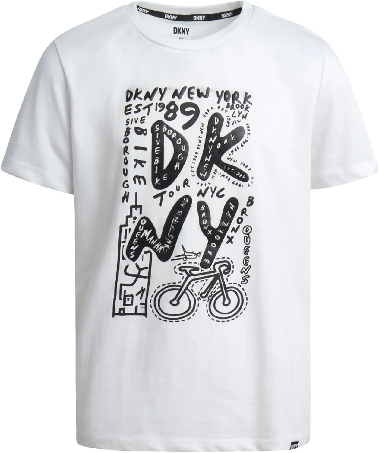 DKNY Boys' Graphic Tee - Soft and Breathable Classic Crewneck Short Sleeve Pullover T-Shirt for Boys (Sizes: 8-20)