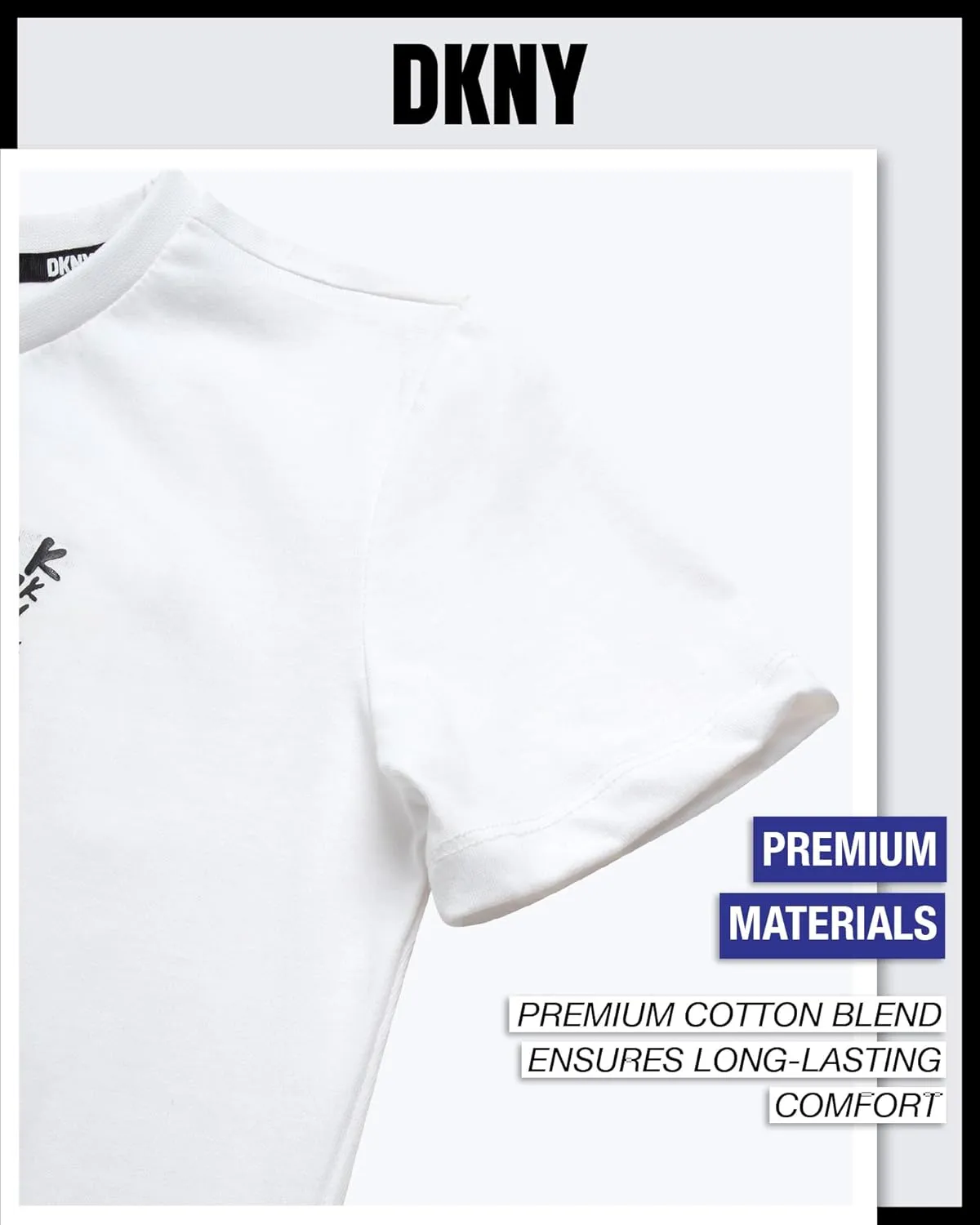 DKNY Boys' Graphic Tee - Soft and Breathable Classic Crewneck Short Sleeve Pullover T-Shirt for Boys (Sizes: 8-20)