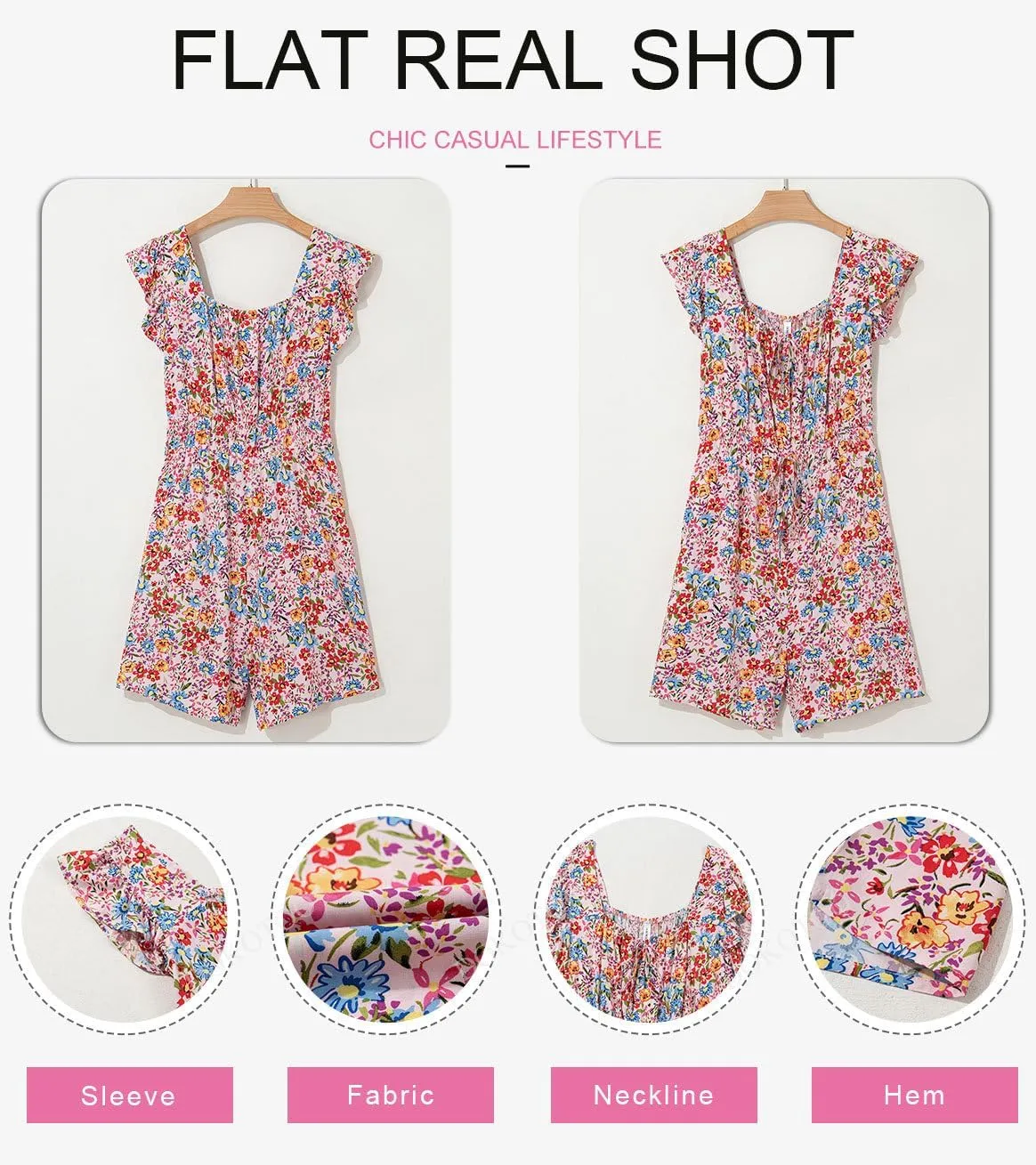 Dokotoo Women's Summer Casual Sleeveless Romper Loose Floral Printed Shorts Overalls Jumpsuits with Pockets