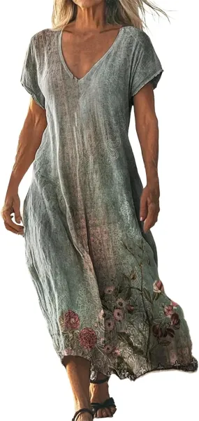 Dresses for Women 2025 Elegant Classy,Womens Elegant Fashionable A-Line Dress Lady Party Classic Printed Beach Sun-Dress