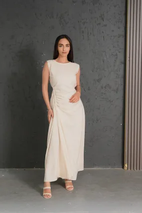 ELEGANT BEIGE LINEN DRESS #284