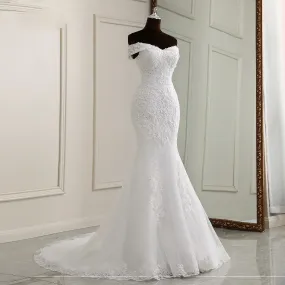 Elegant Boat Neck Style  Mermaid Wedding Dress Bridal Gown
