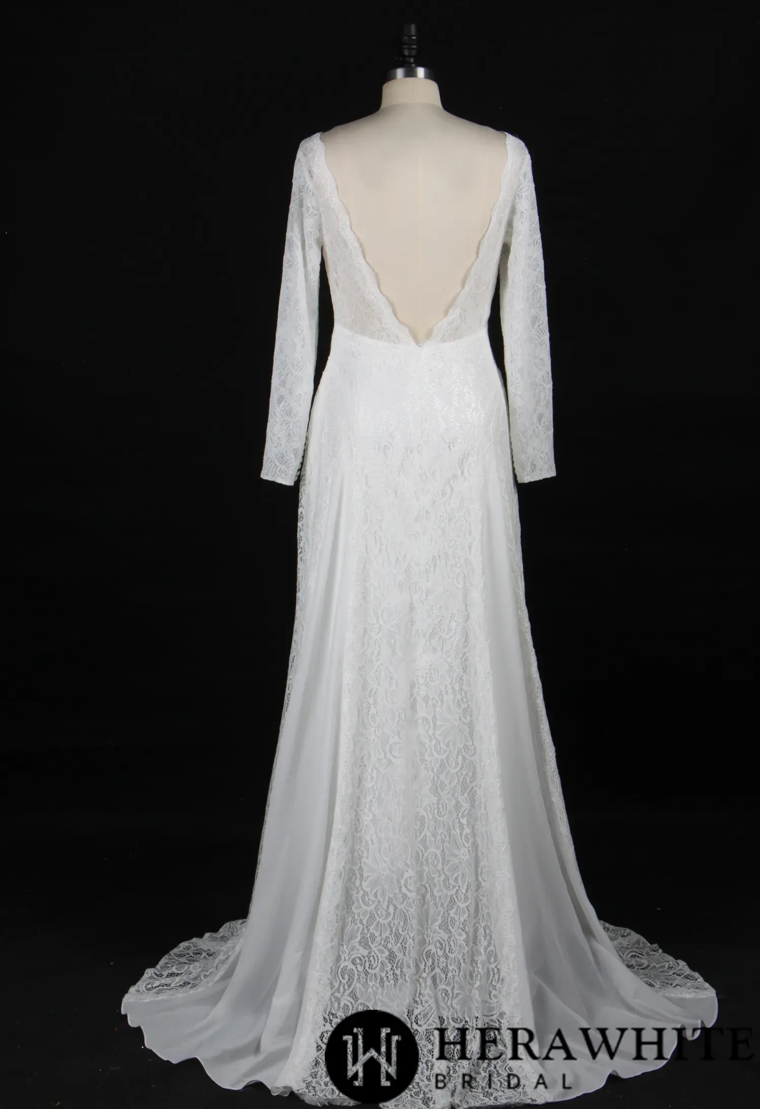 Elegant Illusion Long Sleeve Lace Wedding Dress
