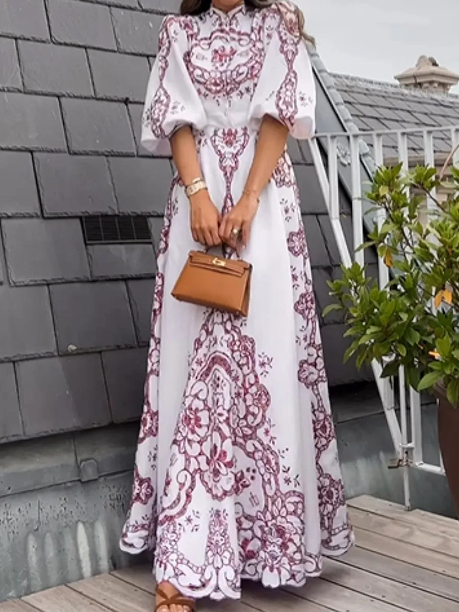 Elegant Long Printed Dress