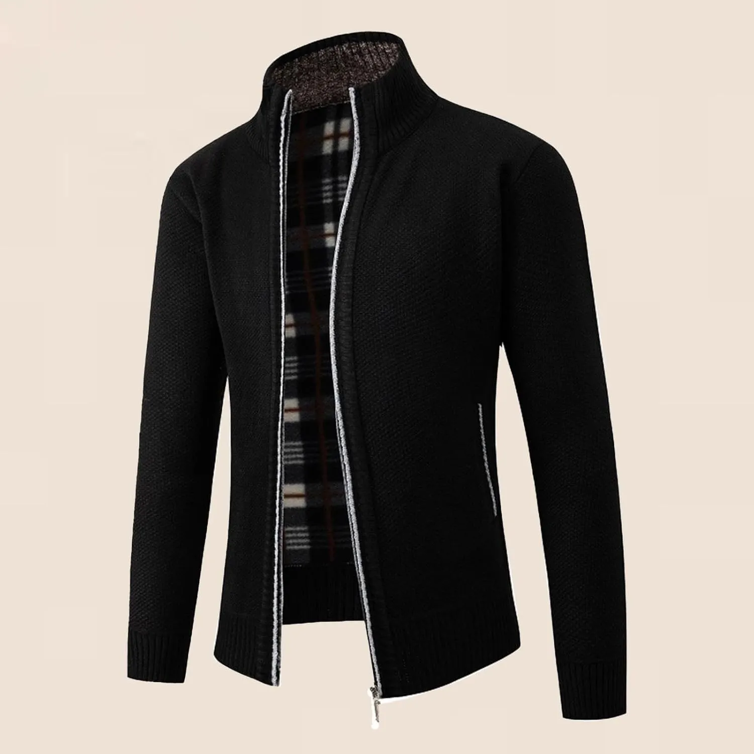 Fall Winter Sweater Cardigan for Men Full Zip Soft Knitted Long Sleeve Warm Sweater Fleece Lined Workout Dress Jacket