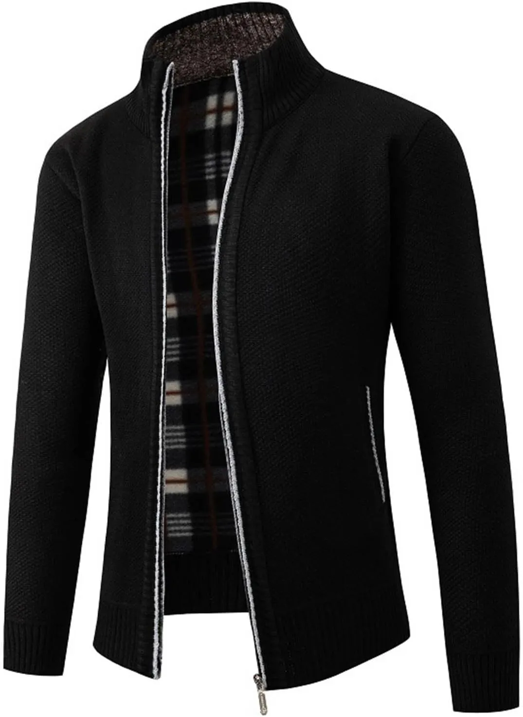 Fall Winter Sweater Cardigan for Men Full Zip Soft Knitted Long Sleeve Warm Sweater Fleece Lined Workout Dress Jacket