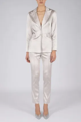 Hilton Hollis Embossed Stretch Satin Pant Frost