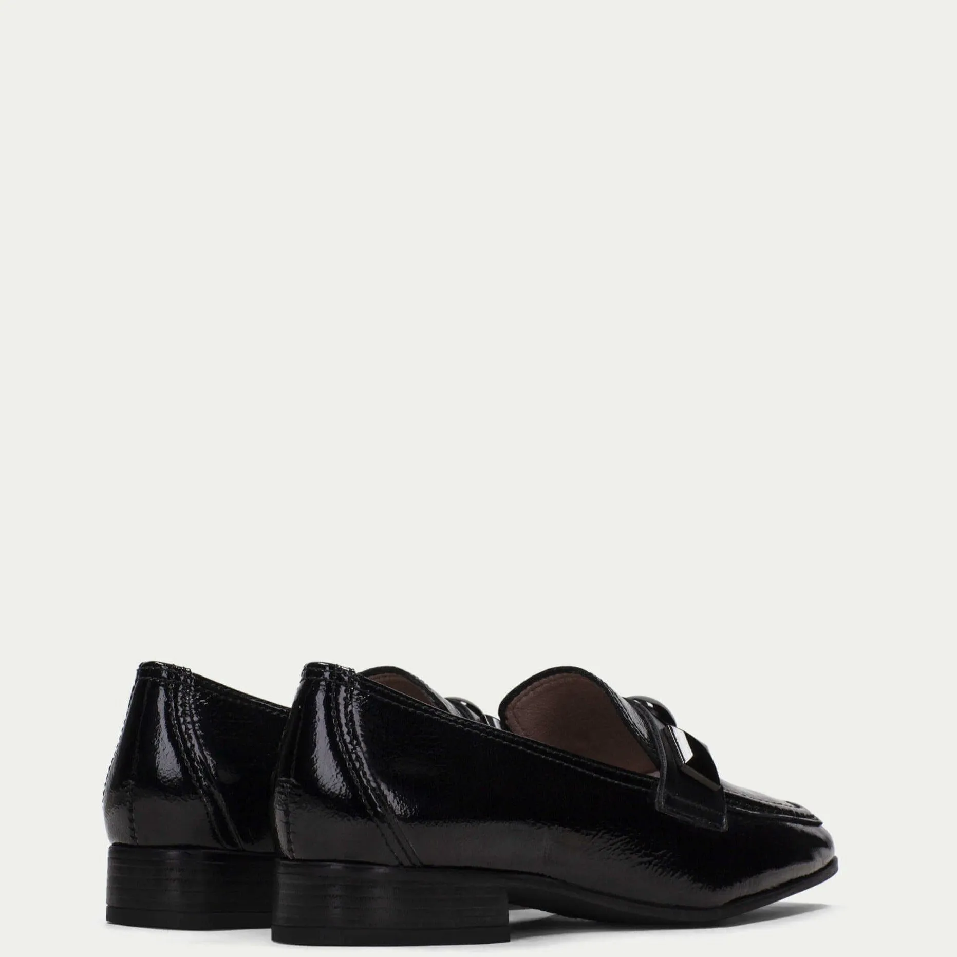 Hispanitas Black Patent Leather Slip On Loafers