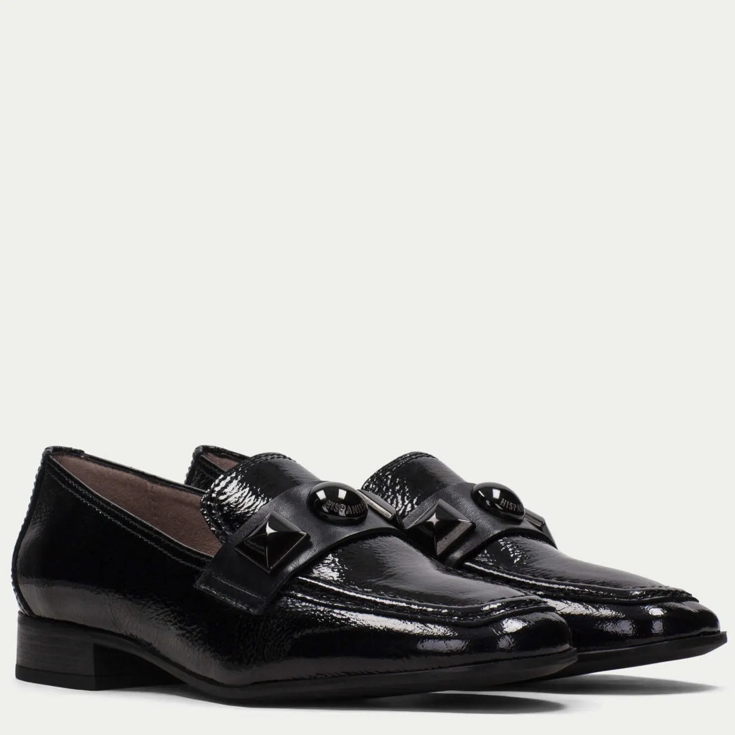 Hispanitas Black Patent Leather Slip On Loafers