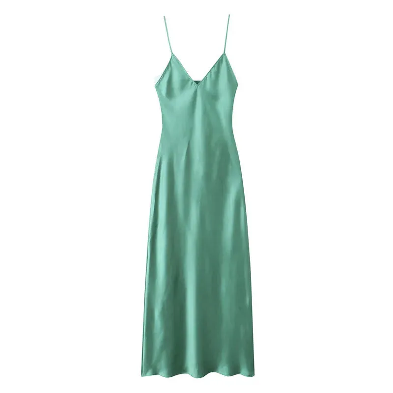 Jade Green Satin Dress