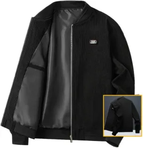 Kwoki Men's Corduroy Jacket Full Zip Casual Lightweight Slim Fit Bomber Jackets Coat with Pockets