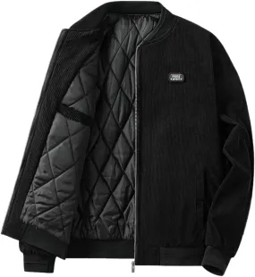 Kwoki Men's Corduroy Jacket Full Zip Casual Lightweight Slim Fit Bomber Jackets Coat with Pockets
