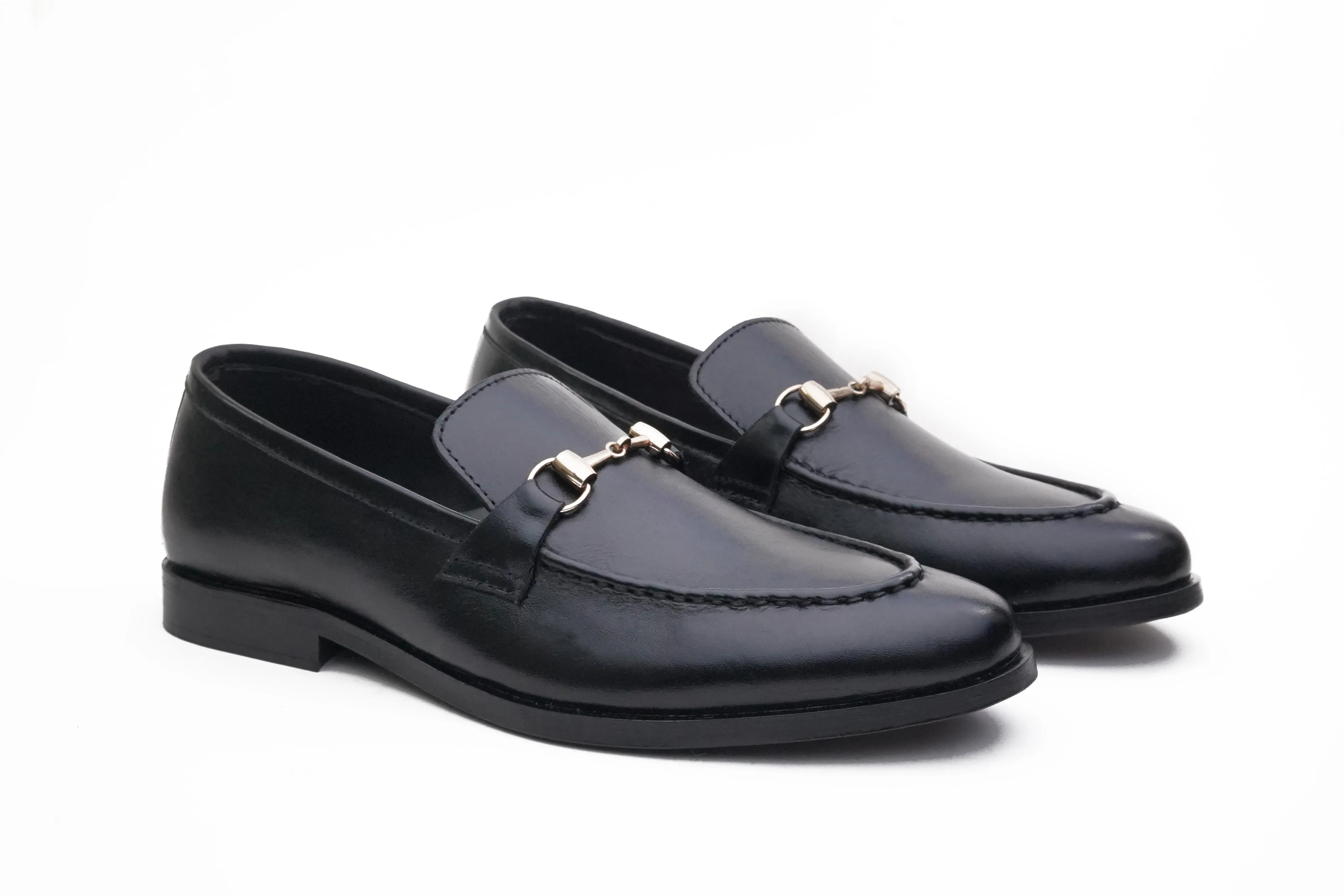 Leather Horsebit Black Loafer DH-0501