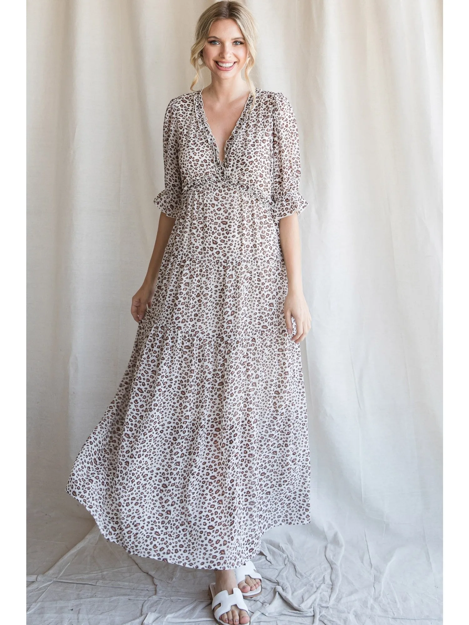 Leopard Maxi Dress in Ivory