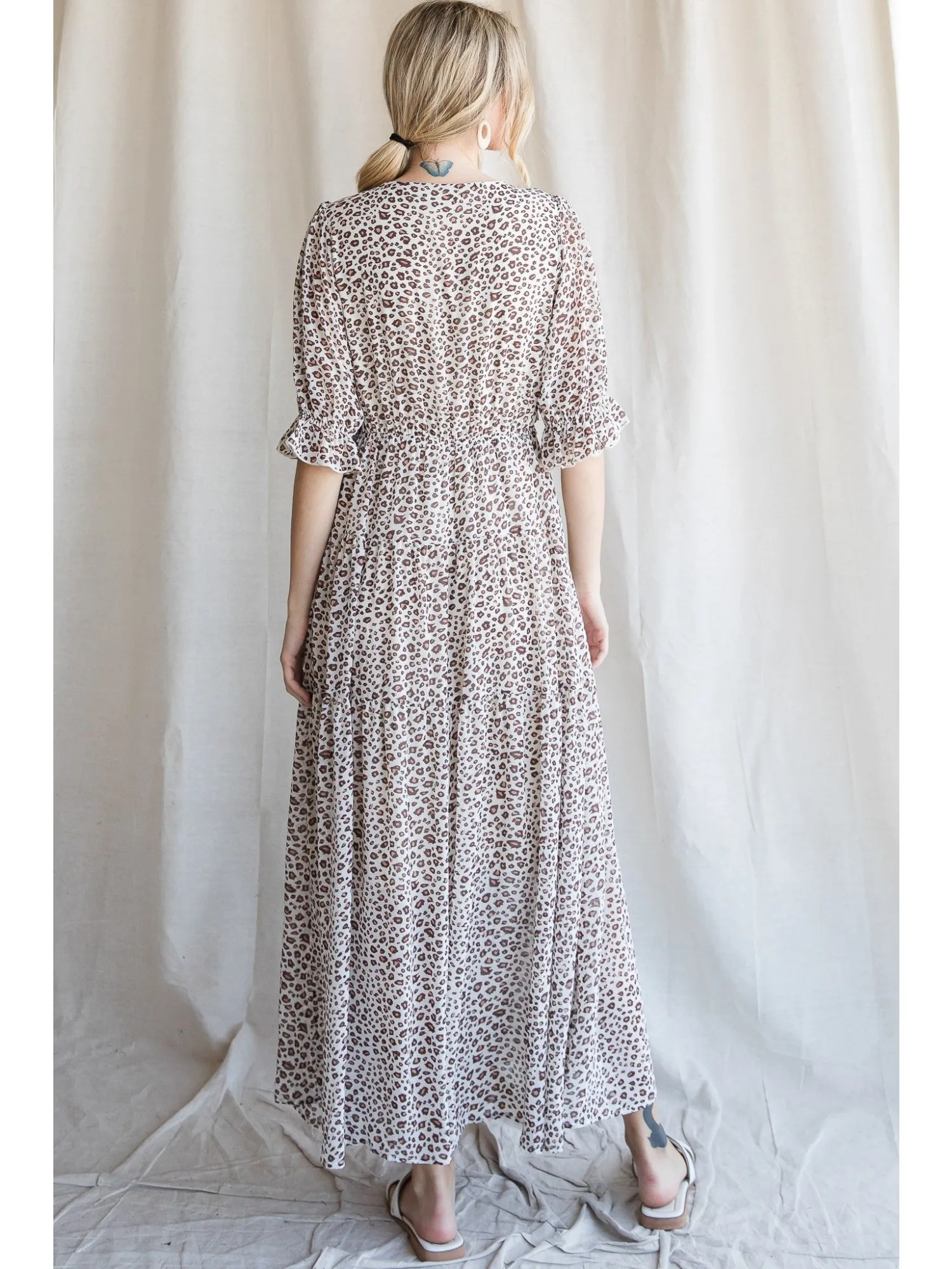 Leopard Maxi Dress in Ivory