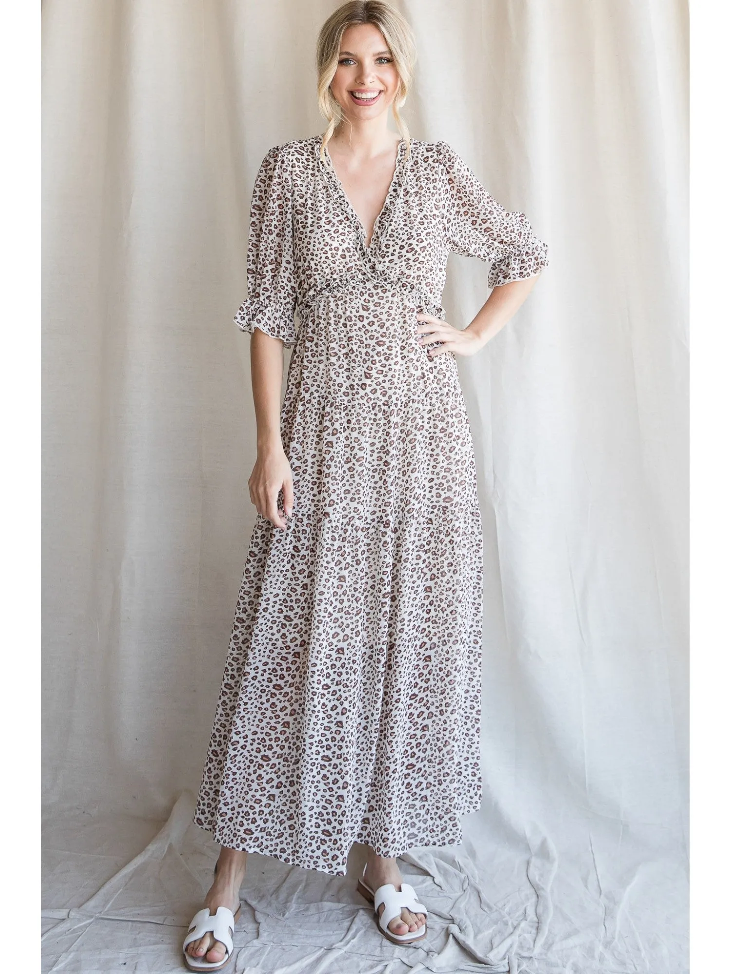 Leopard Maxi Dress in Ivory