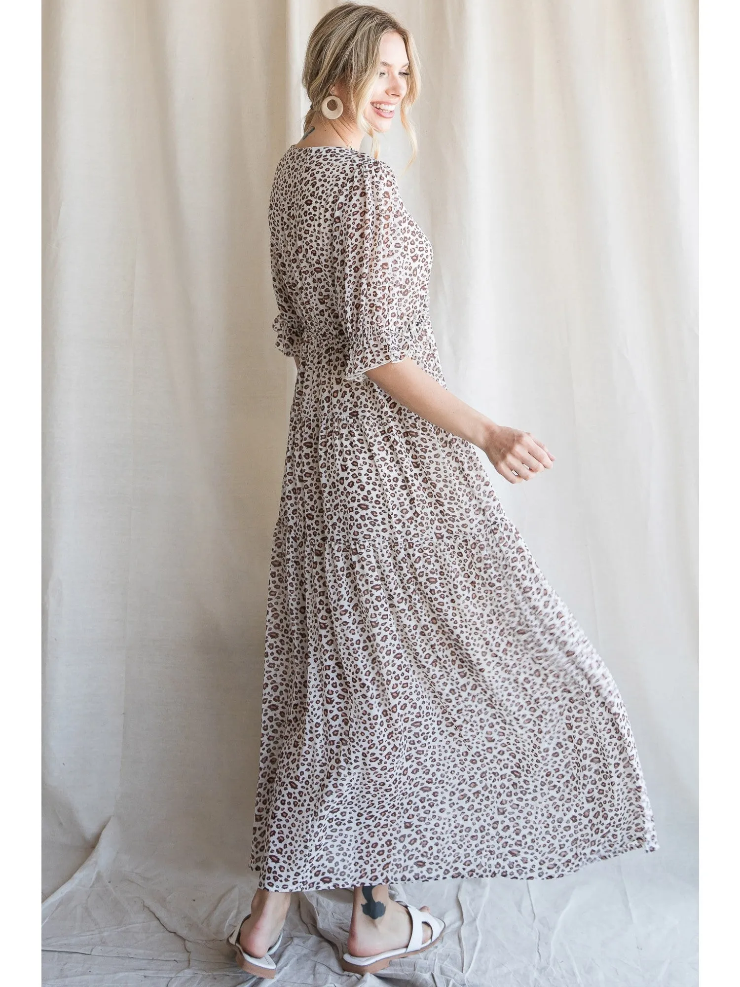 Leopard Maxi Dress in Ivory