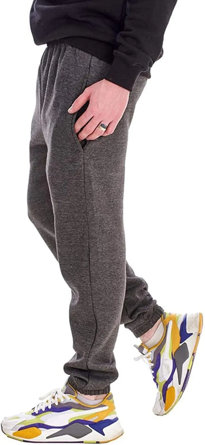 Lu's Chic Men's Sports Pant Snow Sweatpants Lounge Joggers Casual Fleece Lined Pants Slim Fit Soft Jogger Elastic Waist